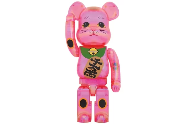 Bearbrick Maneki Neko 1000% Pink Transparent Plating Toy