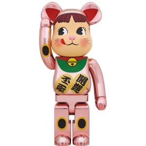 Bearbrick Maneki Neko Peko-chan 1000% Peach Gold Plated Toy (2)