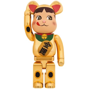 Bearbrick Maneki Neko Peko-chan Money Luck 1000% Gold Plated Toy