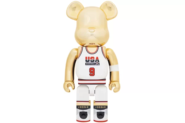 Bearbrick Michael Jordan 1992 Team USA (Dream Team) 1000% Gold Chrome Toy